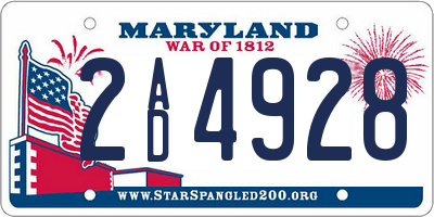 MD license plate 2AD4928