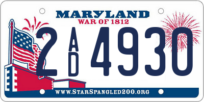 MD license plate 2AD4930