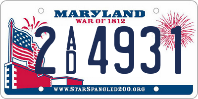 MD license plate 2AD4931