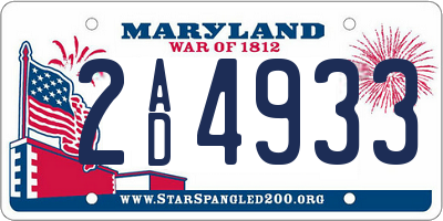 MD license plate 2AD4933