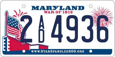 MD license plate 2AD4936