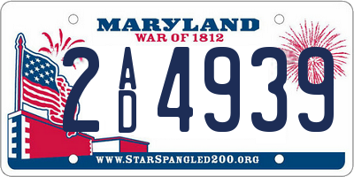 MD license plate 2AD4939