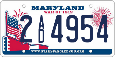 MD license plate 2AD4954