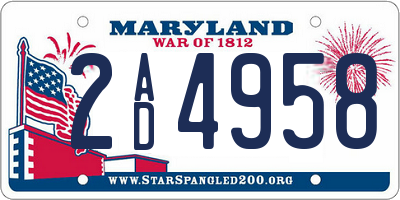 MD license plate 2AD4958