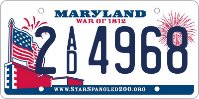 MD license plate 2AD4968