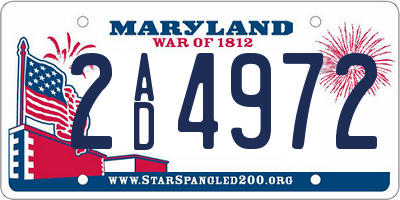 MD license plate 2AD4972