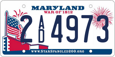 MD license plate 2AD4973