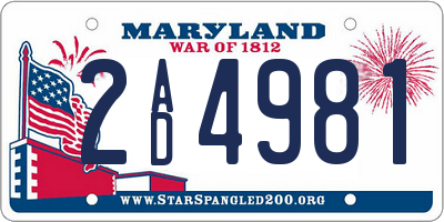 MD license plate 2AD4981