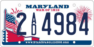 MD license plate 2AD4984