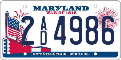 MD license plate 2AD4986
