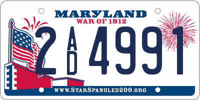 MD license plate 2AD4991