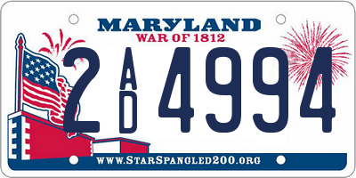 MD license plate 2AD4994