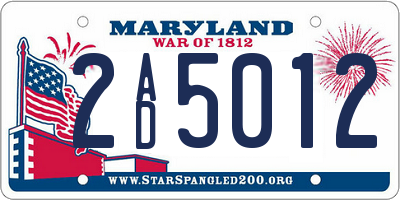 MD license plate 2AD5012