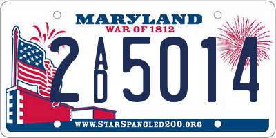 MD license plate 2AD5014