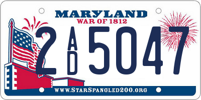 MD license plate 2AD5047