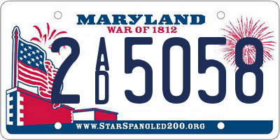 MD license plate 2AD5058