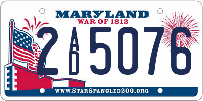 MD license plate 2AD5076