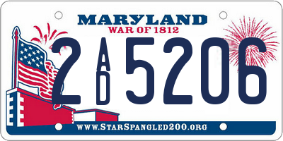 MD license plate 2AD5206