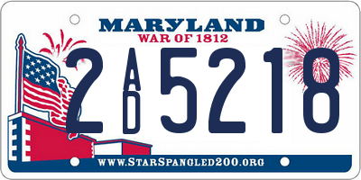MD license plate 2AD5218