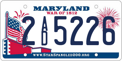 MD license plate 2AD5226