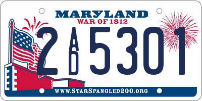 MD license plate 2AD5301