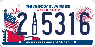 MD license plate 2AD5316