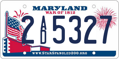 MD license plate 2AD5327