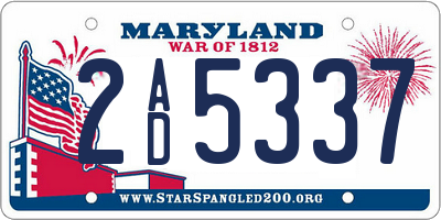 MD license plate 2AD5337