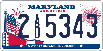 MD license plate 2AD5343