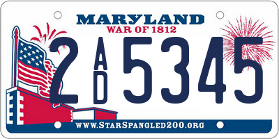 MD license plate 2AD5345
