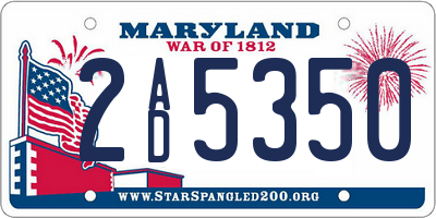 MD license plate 2AD5350