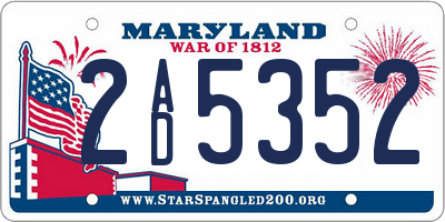 MD license plate 2AD5352
