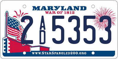 MD license plate 2AD5353