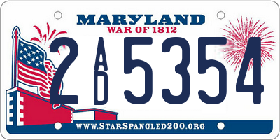 MD license plate 2AD5354