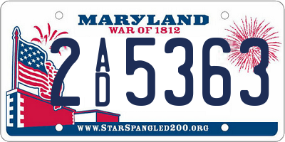 MD license plate 2AD5363