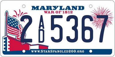 MD license plate 2AD5367