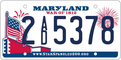 MD license plate 2AD5378