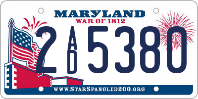 MD license plate 2AD5380