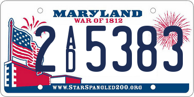 MD license plate 2AD5383