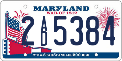 MD license plate 2AD5384