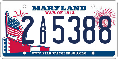 MD license plate 2AD5388