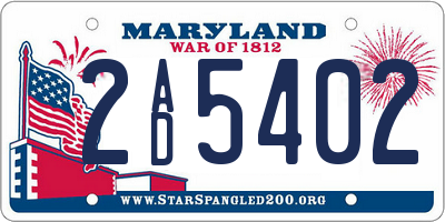 MD license plate 2AD5402