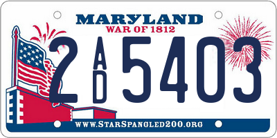 MD license plate 2AD5403