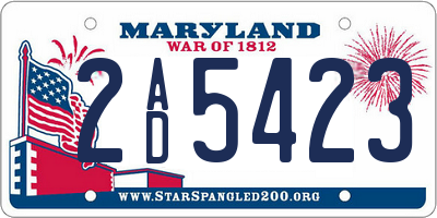MD license plate 2AD5423