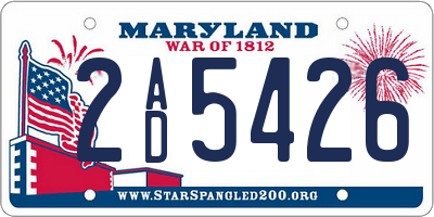 MD license plate 2AD5426