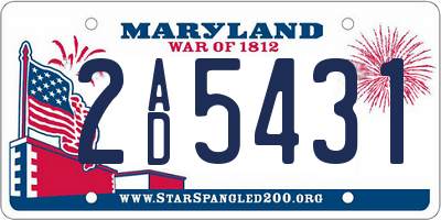 MD license plate 2AD5431