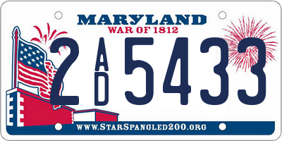 MD license plate 2AD5433