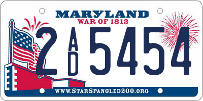MD license plate 2AD5454