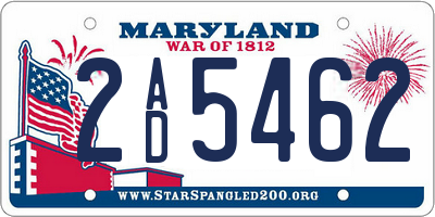 MD license plate 2AD5462