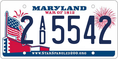 MD license plate 2AD5542